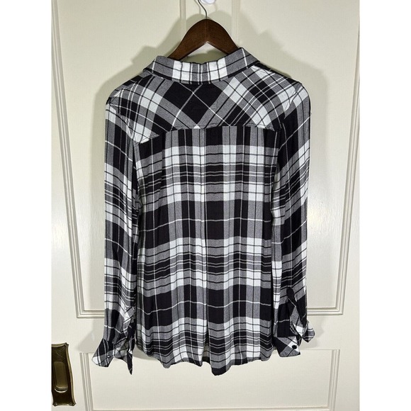 Rails Women’s Hunter Black White Plaid Button Long Sleeve Shirt Size Small - Picture 3 of 9